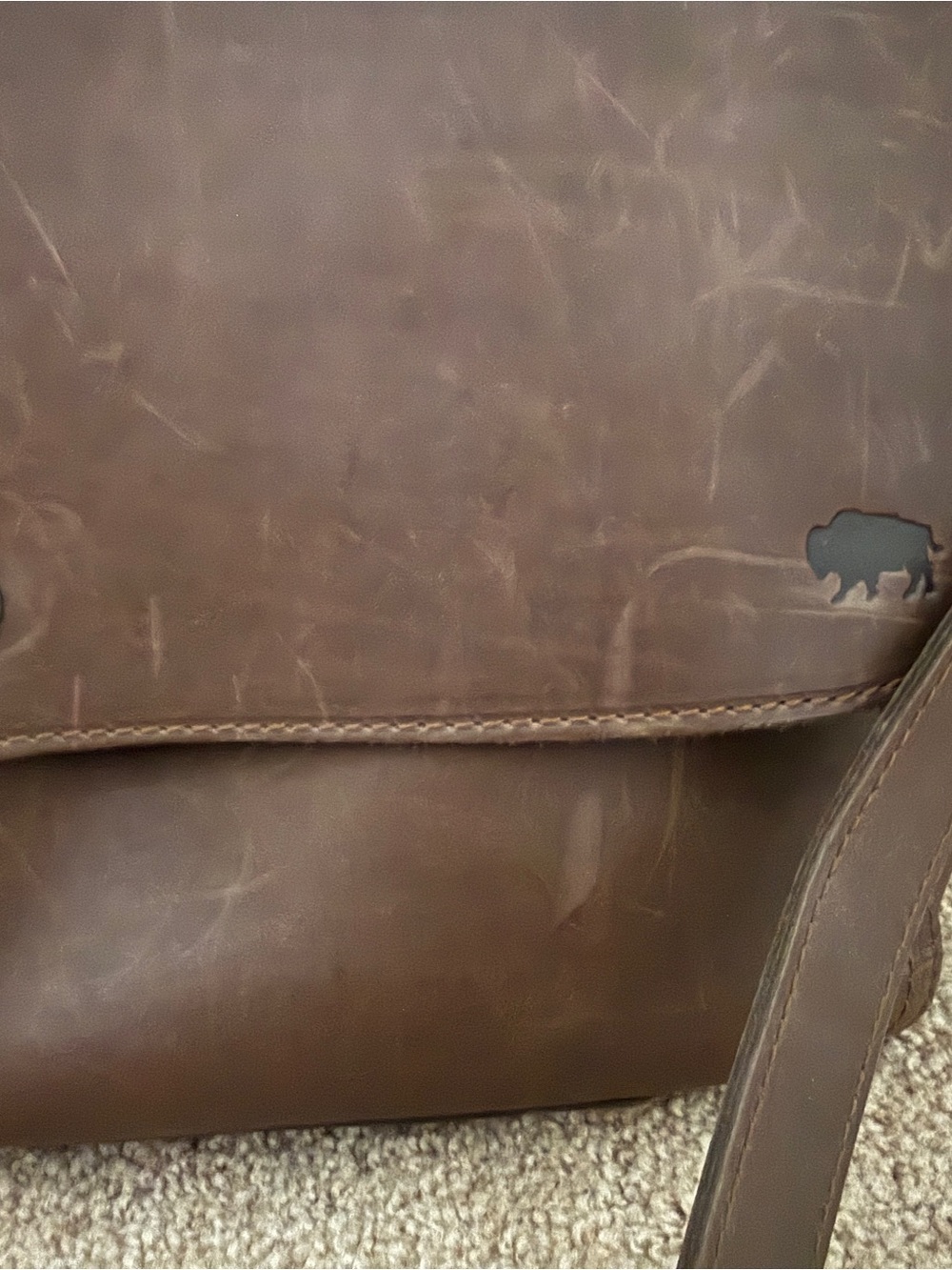 Leather Messenger Briefcase - Brown - Picture 2 of 5